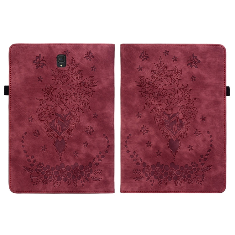 For Samsung Galaxy Tab S4 10.5 SM-T830 Butterfly Rose Embossed Leather Tablet Case