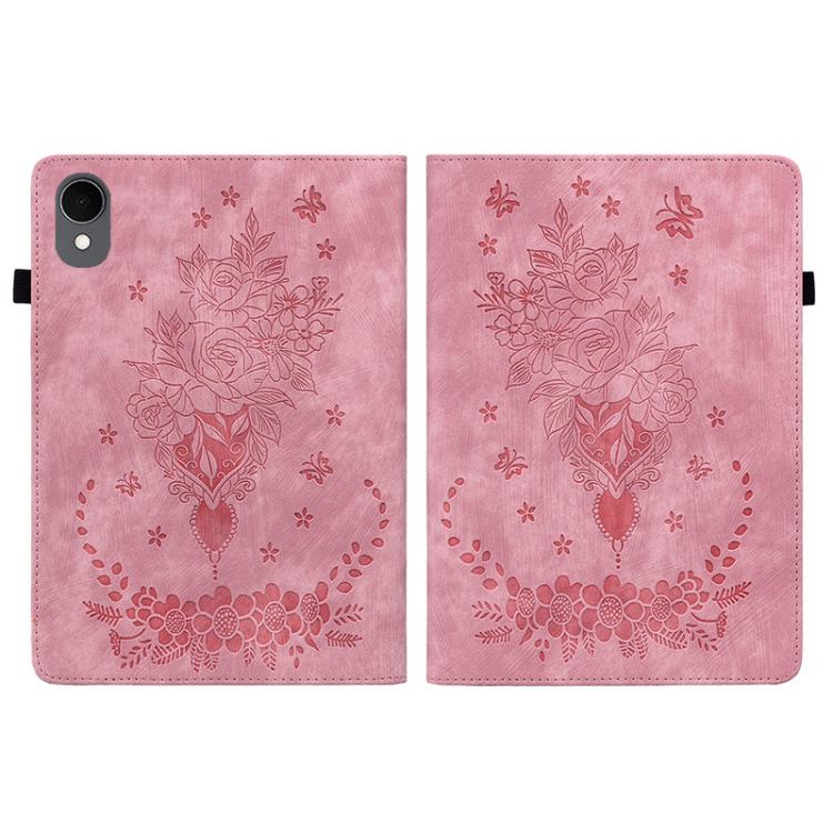 For Samsung Galaxy Tab S11 Butterfly Rose Embossed Leather Tablet Case