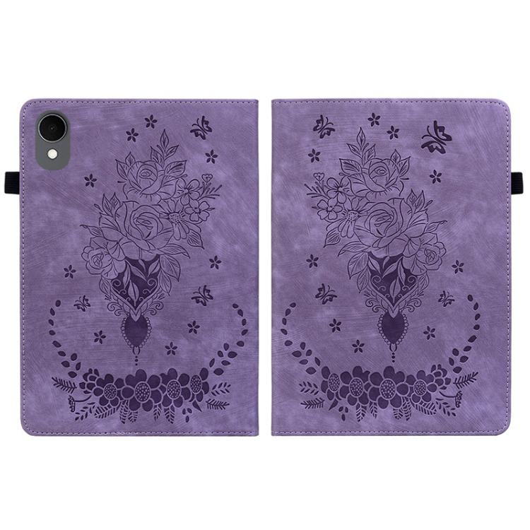 For Samsung Galaxy Tab S11 Butterfly Rose Embossed Leather Tablet Case