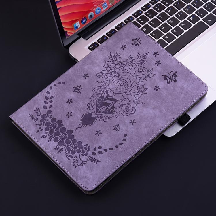For Samsung Galaxy Tab S11 Butterfly Rose Embossed Leather Tablet Case