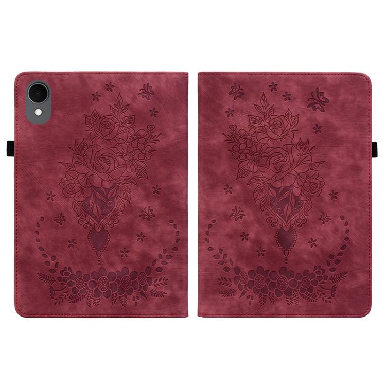 For Samsung Galaxy Tab S11 Butterfly Rose Embossed Leather Tablet Case