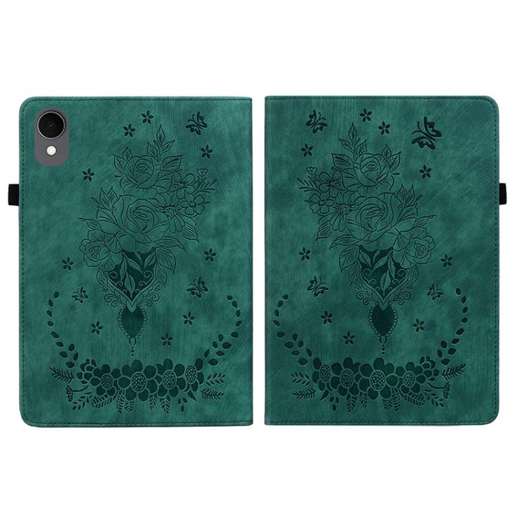 For Samsung Galaxy Tab S11 Butterfly Rose Embossed Leather Tablet Case
