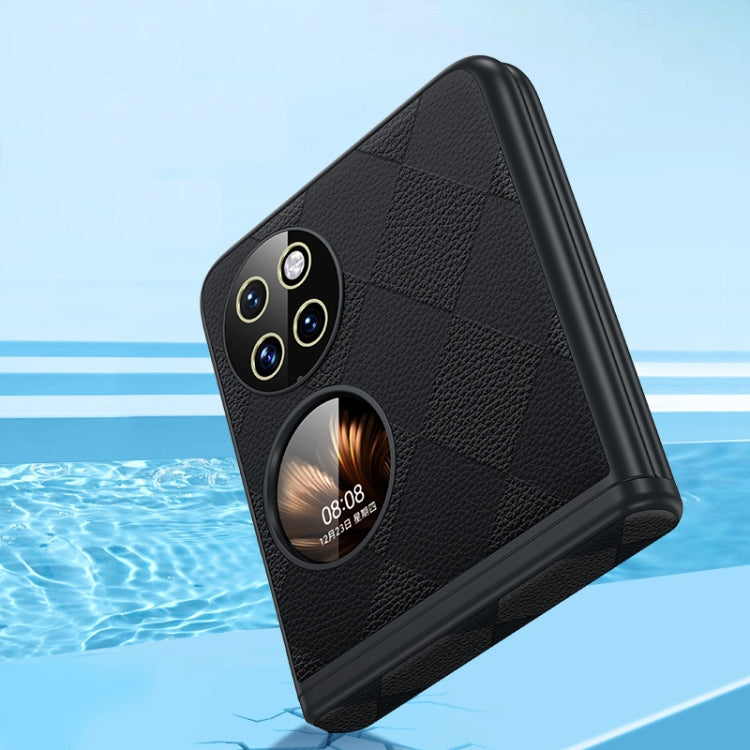 For Huawei P50 Pocket Diamond Lattice Texture Fold Hinge Phone Case