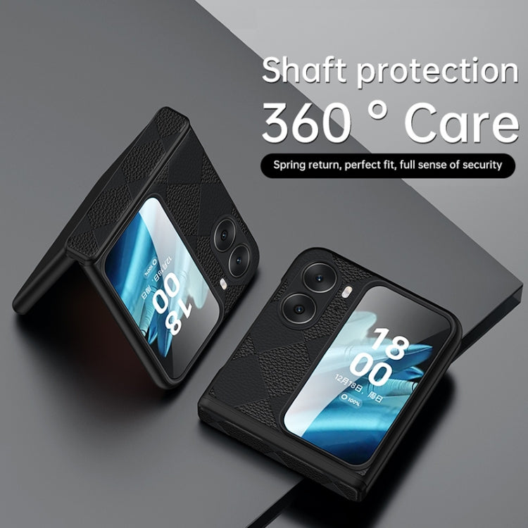For OPPO Find N2 Flip Diamond Lattice Texture Fold Hinge Phone Case