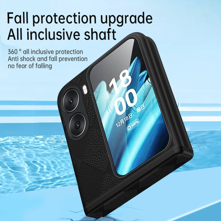 For OPPO Find N2 Flip Diamond Lattice Texture Fold Hinge Phone Case