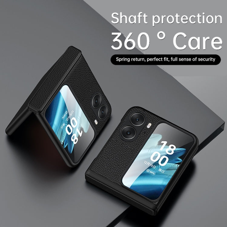 For OPPO Find N2 Flip Litchi Texture Fold Hinge Phone Case