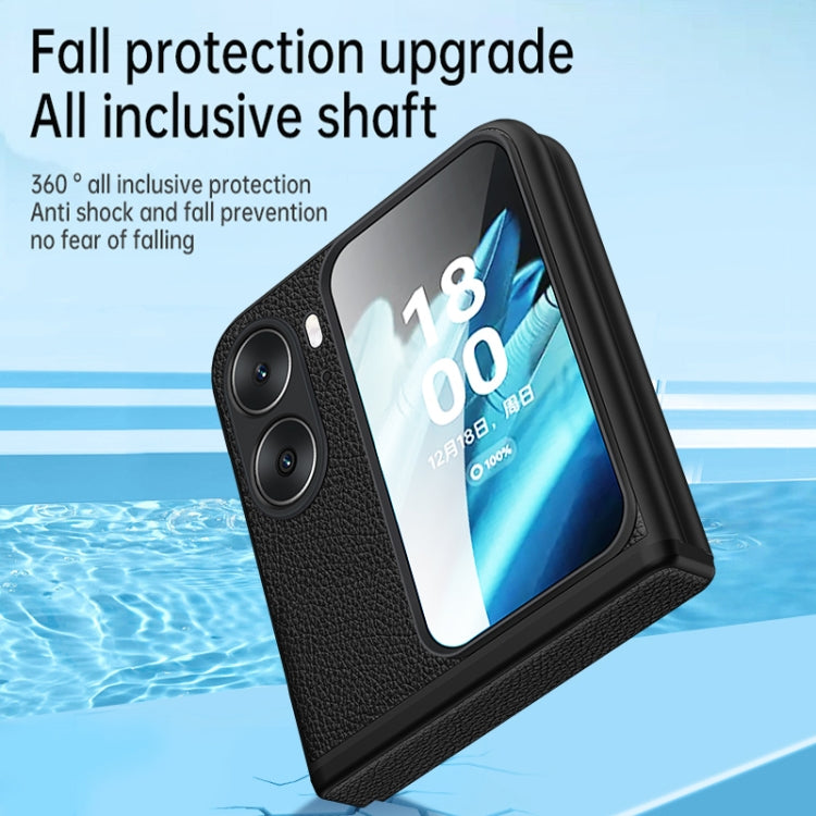 For OPPO Find N2 Flip Litchi Texture Fold Hinge Phone Case