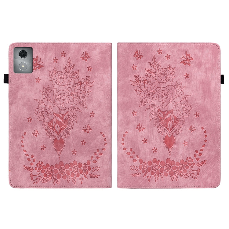 For Lenovo Tab K11 Plus Butterfly Rose Embossed Leather Tablet Case