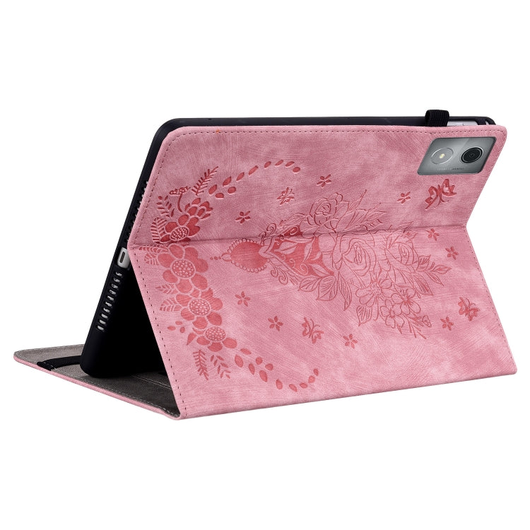 For Lenovo Tab K11 Plus Butterfly Rose Embossed Leather Tablet Case