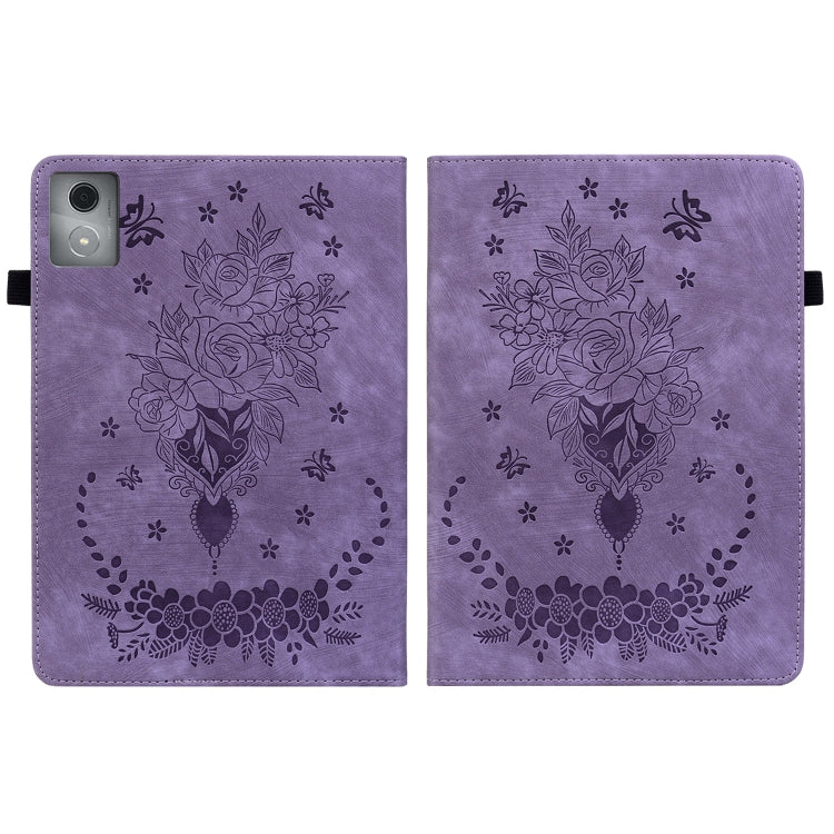 For Lenovo Tab K11 Plus Butterfly Rose Embossed Leather Tablet Case