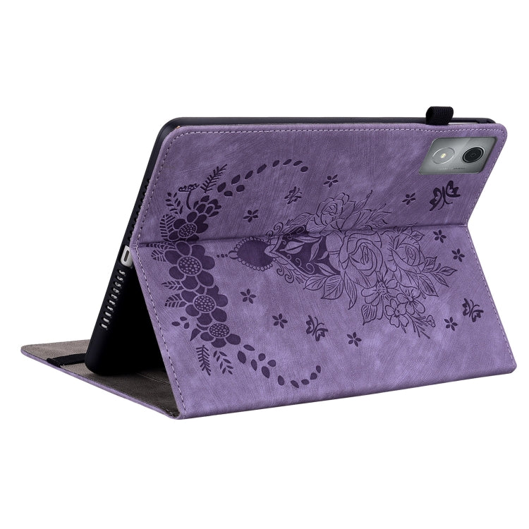 For Lenovo Tab K11 Plus Butterfly Rose Embossed Leather Tablet Case