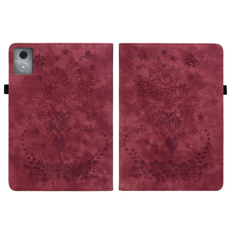 For Lenovo Tab K11 Plus Butterfly Rose Embossed Leather Tablet Case