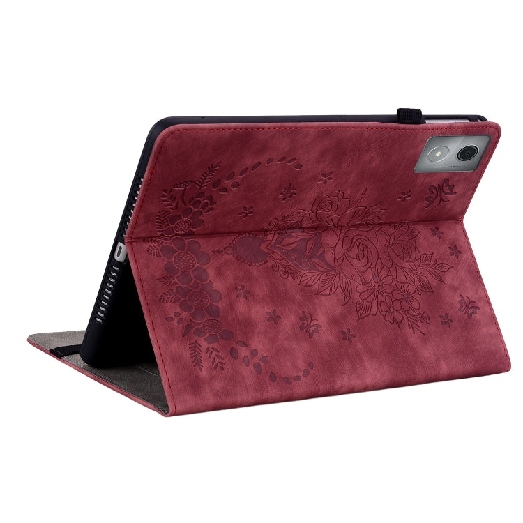 For Lenovo Tab K11 Plus Butterfly Rose Embossed Leather Tablet Case