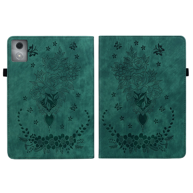 For Lenovo Tab K11 Plus Butterfly Rose Embossed Leather Tablet Case