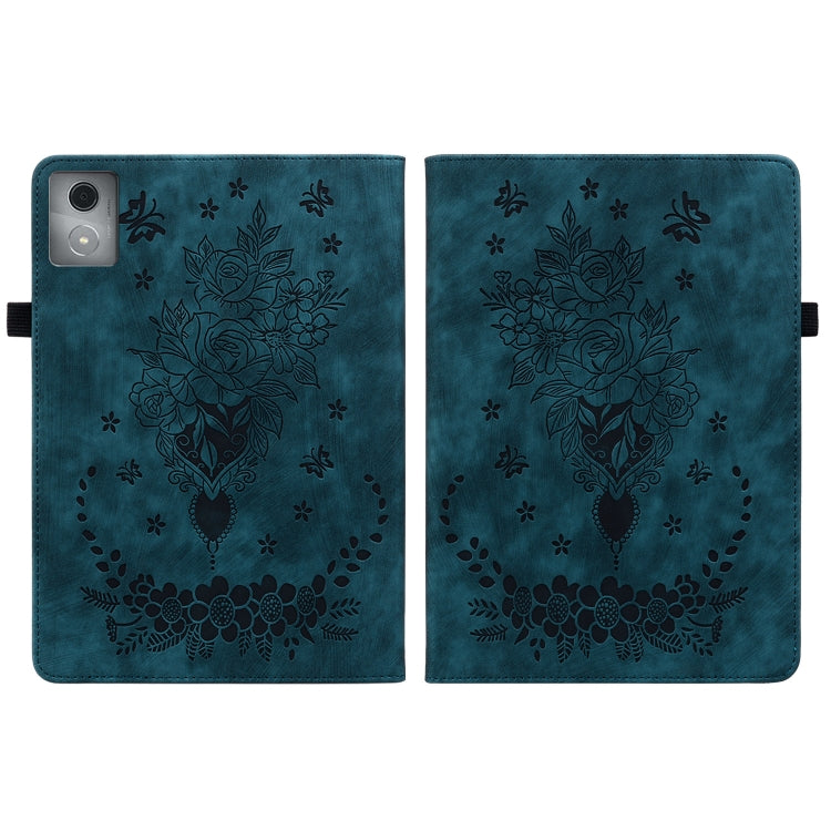 For Lenovo Tab K11 Plus Butterfly Rose Embossed Leather Tablet Case