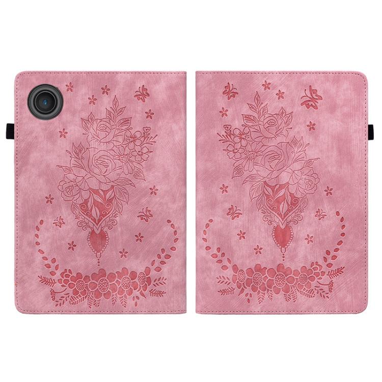 For Lenovo ZhaoYang K10C 10.1 inch Butterfly Rose Embossed Leather Tablet Case