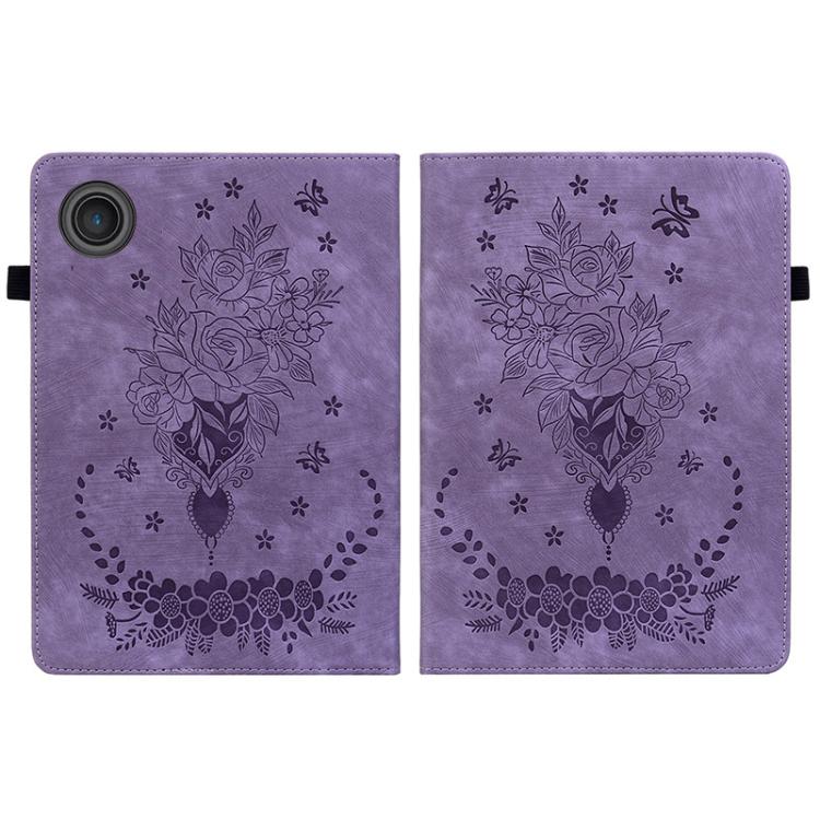 For Lenovo ZhaoYang K10C 10.1 inch Butterfly Rose Embossed Leather Tablet Case