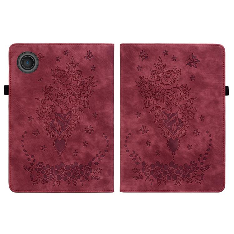 For Lenovo ZhaoYang K10C 10.1 inch Butterfly Rose Embossed Leather Tablet Case