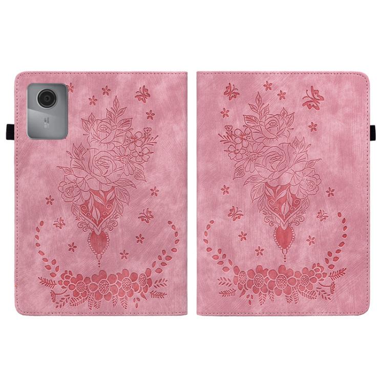 For Lenovo Idea Tab 11 / Xiaoxin Pad 2025 Butterfly Rose Embossed Leather Tablet Case