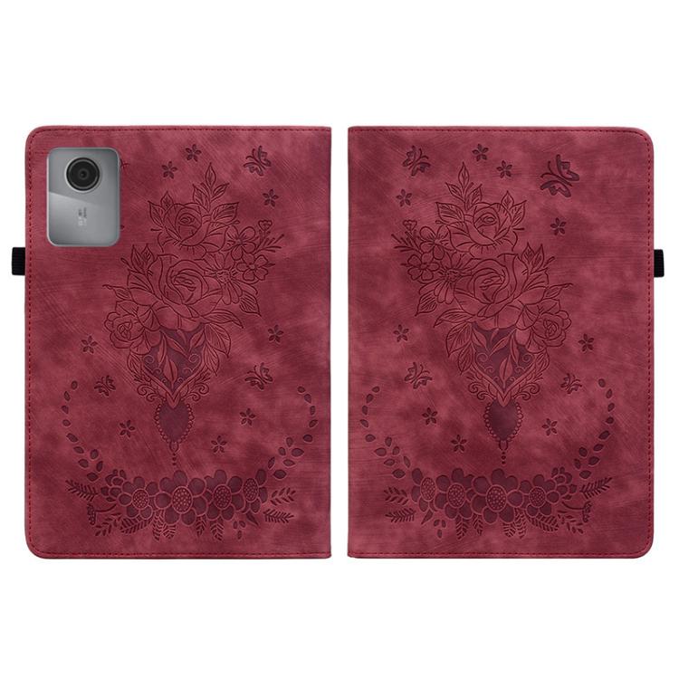 For Lenovo Idea Tab 11 / Xiaoxin Pad 2025 Butterfly Rose Embossed Leather Tablet Case