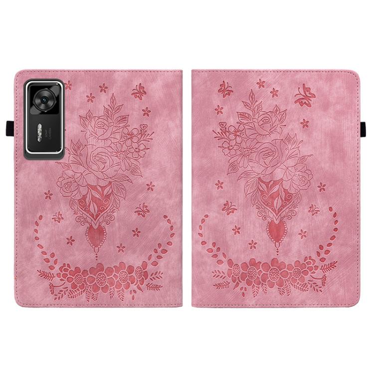 For Lenovo Legion Y700 Gen 4 Butterfly Rose Embossed Leather Tablet Case