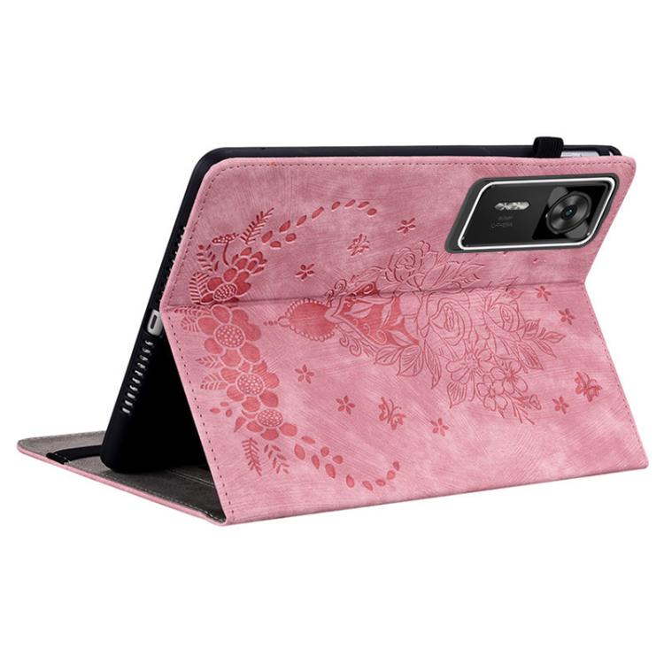 For Lenovo Legion Y700 Gen 4 Butterfly Rose Embossed Leather Tablet Case
