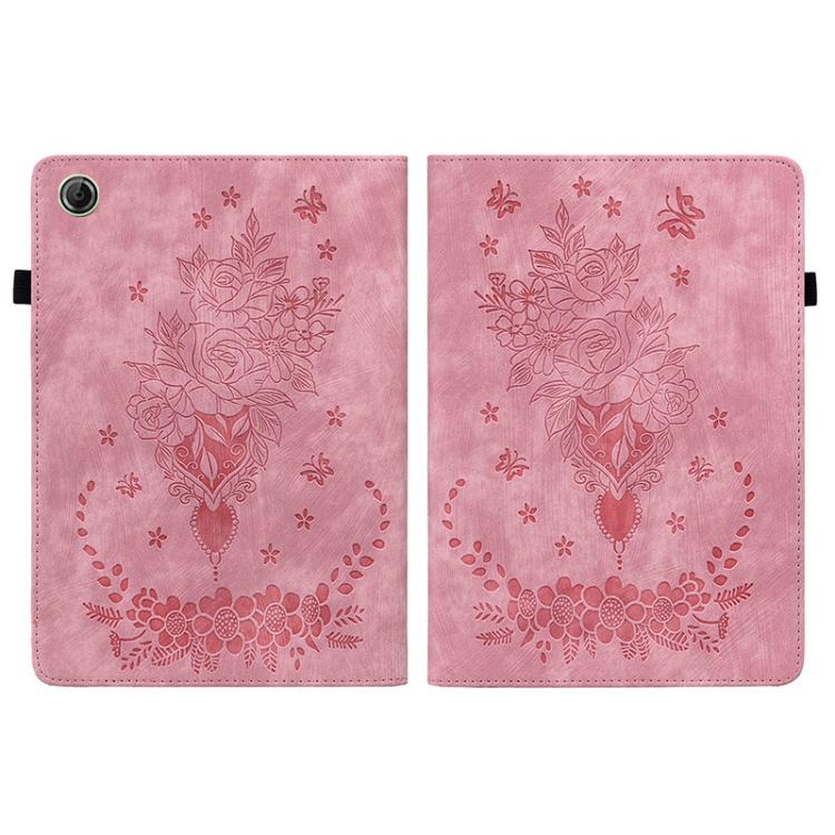 For Lenovo Tab K9 / Tab One Butterfly Rose Embossed Leather Tablet Case