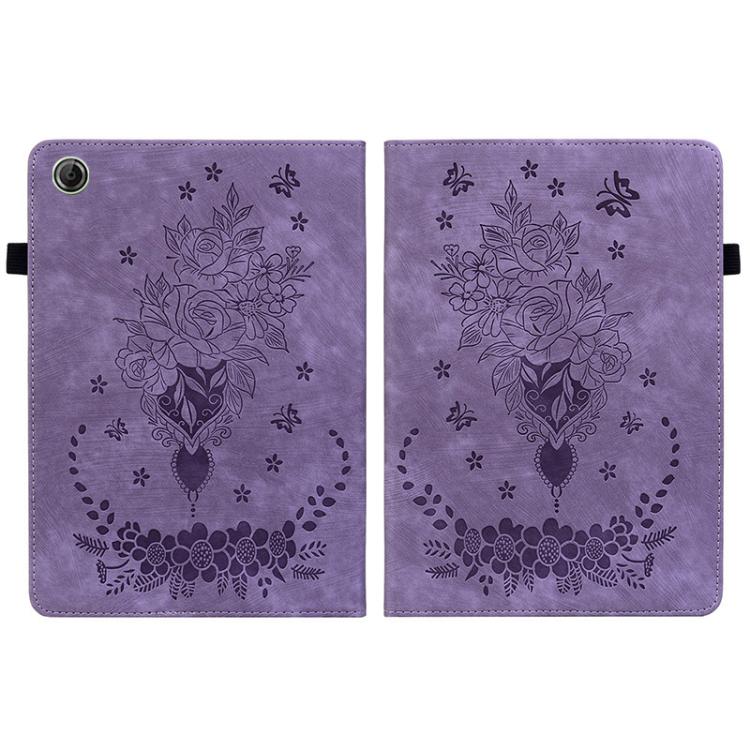 For Lenovo Tab K9 / Tab One Butterfly Rose Embossed Leather Tablet Case