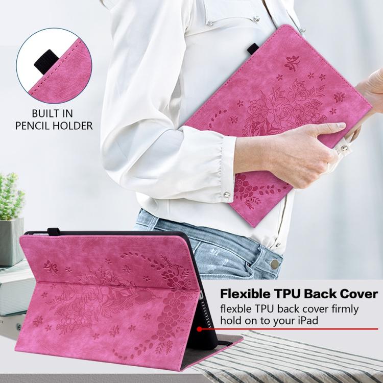 For Lenovo Legion Y700 Gen 5 Butterfly Rose Embossed Leather Tablet Case