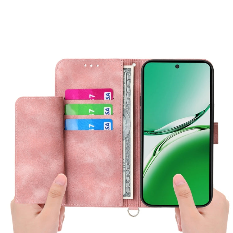 For OPPO Reno12 F 4G / 5G / F27 India Skin Feel Flowers Embossed Wallet Leather Phone Case