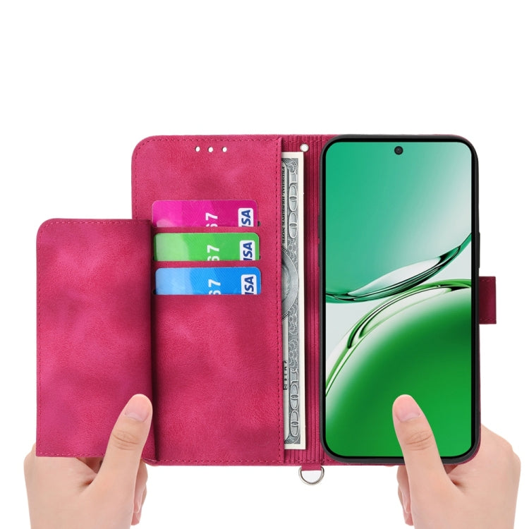 For OPPO Reno12 F 4G / 5G / F27 India Skin Feel Flowers Embossed Wallet Leather Phone Case