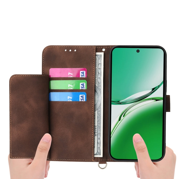 For OPPO Reno12 F 4G / 5G / F27 India Skin Feel Flowers Embossed Wallet Leather Phone Case