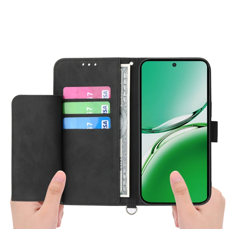 For OPPO Reno12 F 4G / 5G / F27 India Skin Feel Flowers Embossed Wallet Leather Phone Case