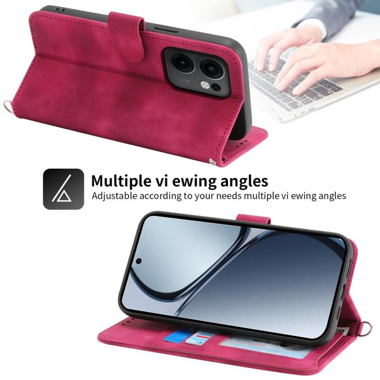 For OPPO Reno13 F 4G / 5G Skin Feel Flowers Embossed Wallet Leather Phone Case