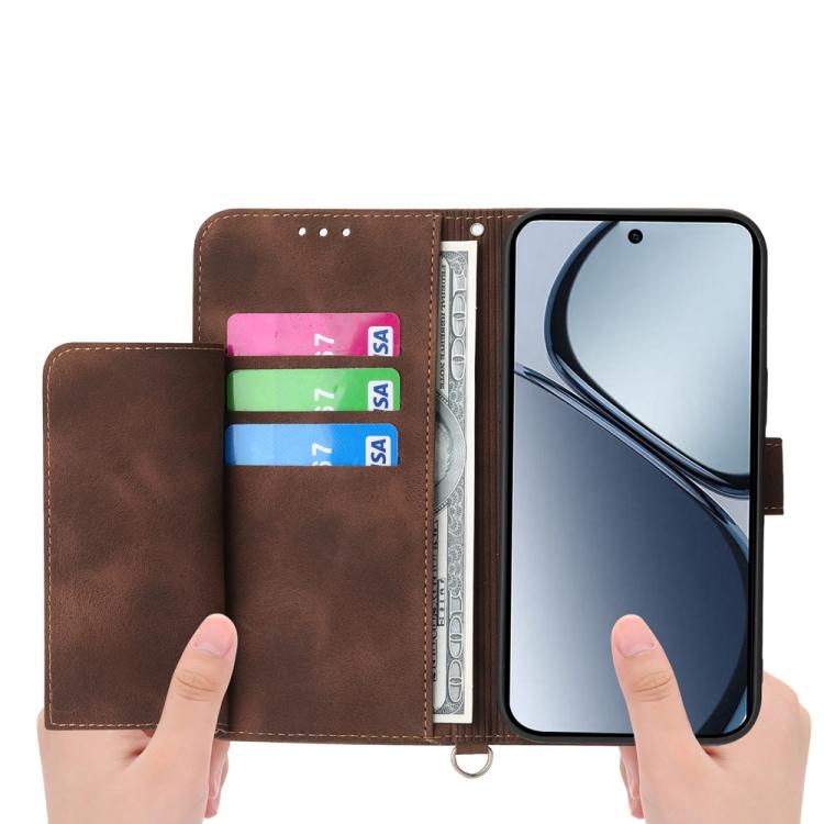 For OPPO Reno13 F 4G / 5G Skin Feel Flowers Embossed Wallet Leather Phone Case