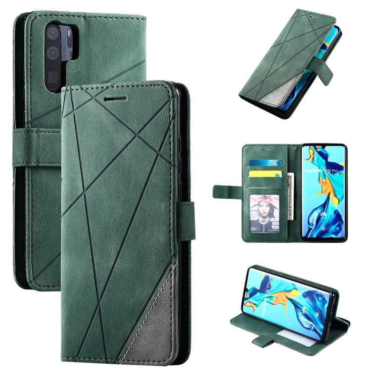 For Huawei P30 Pro Skin Feel Splicing Horizontal Flip Leather Case with Holder & Card Slots & Wallet & Photo Frame