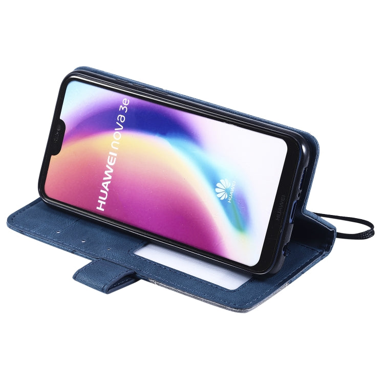 For Huawei P20 Lite Skin Feel Splicing Horizontal Flip Leather Case with Holder & Card Slots & Wallet & Photo Frame