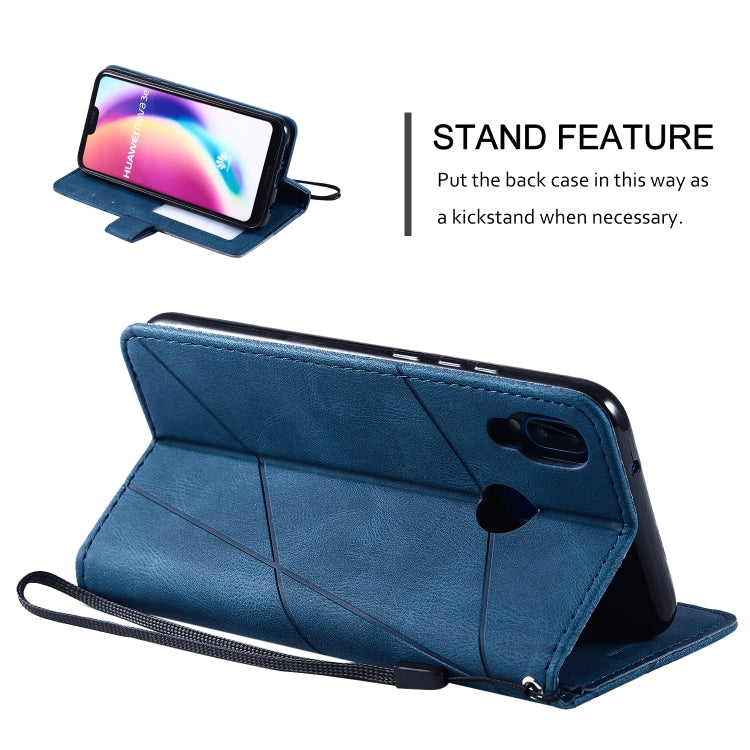 For Huawei P20 Lite Skin Feel Splicing Horizontal Flip Leather Case with Holder & Card Slots & Wallet & Photo Frame