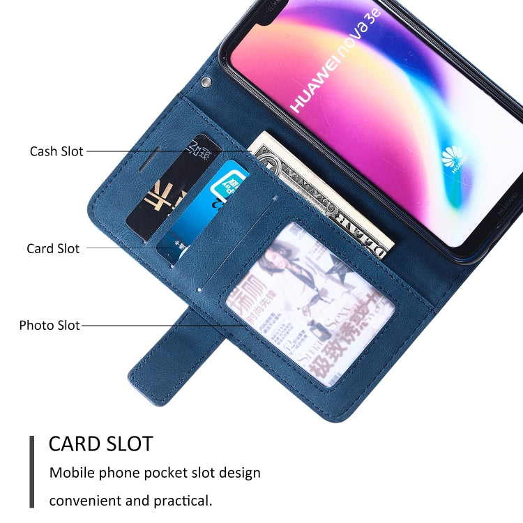 For Huawei P20 Lite Skin Feel Splicing Horizontal Flip Leather Case with Holder & Card Slots & Wallet & Photo Frame