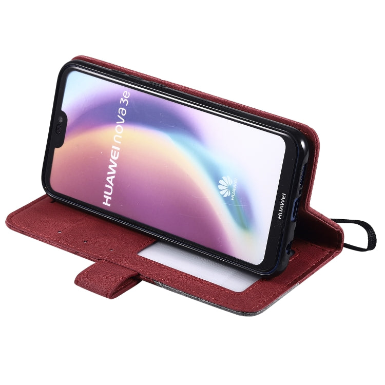 For Huawei P20 Lite Skin Feel Splicing Horizontal Flip Leather Case with Holder & Card Slots & Wallet & Photo Frame