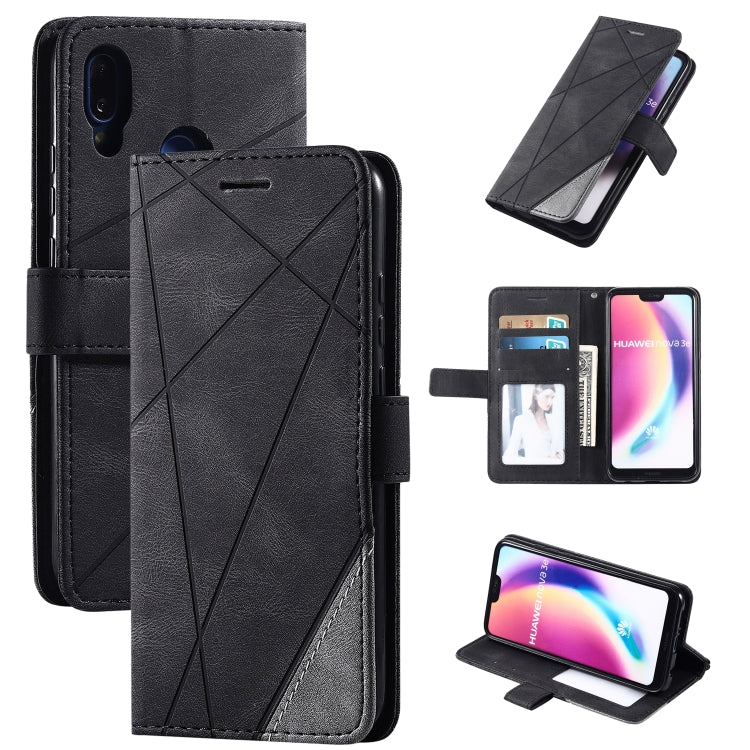 For Huawei P20 Lite Skin Feel Splicing Horizontal Flip Leather Case with Holder & Card Slots & Wallet & Photo Frame