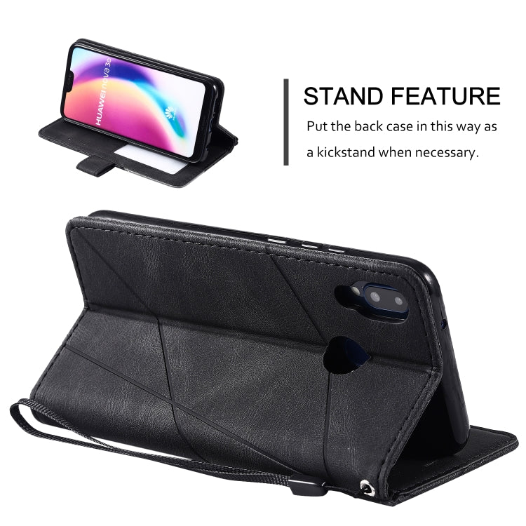 For Huawei P20 Lite Skin Feel Splicing Horizontal Flip Leather Case with Holder & Card Slots & Wallet & Photo Frame