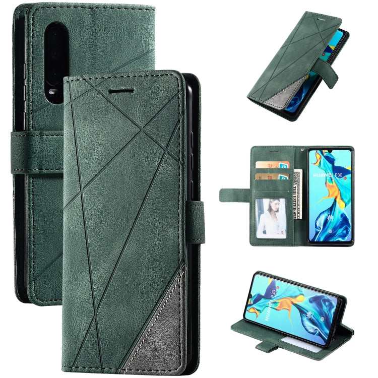 For Huawei P30 Skin Feel Splicing Horizontal Flip Leather Case with Holder & Card Slots & Wallet & Photo Frame