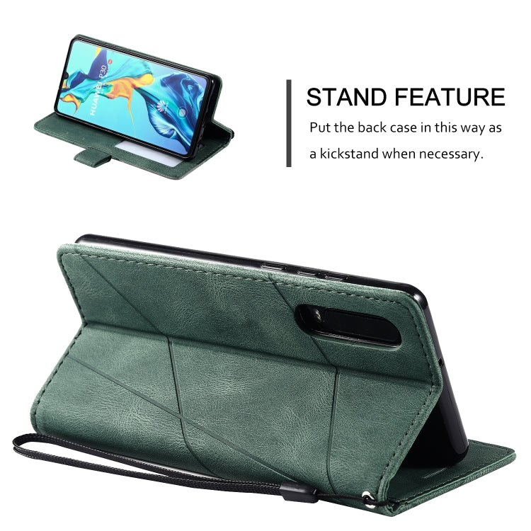 For Huawei P30 Skin Feel Splicing Horizontal Flip Leather Case with Holder & Card Slots & Wallet & Photo Frame