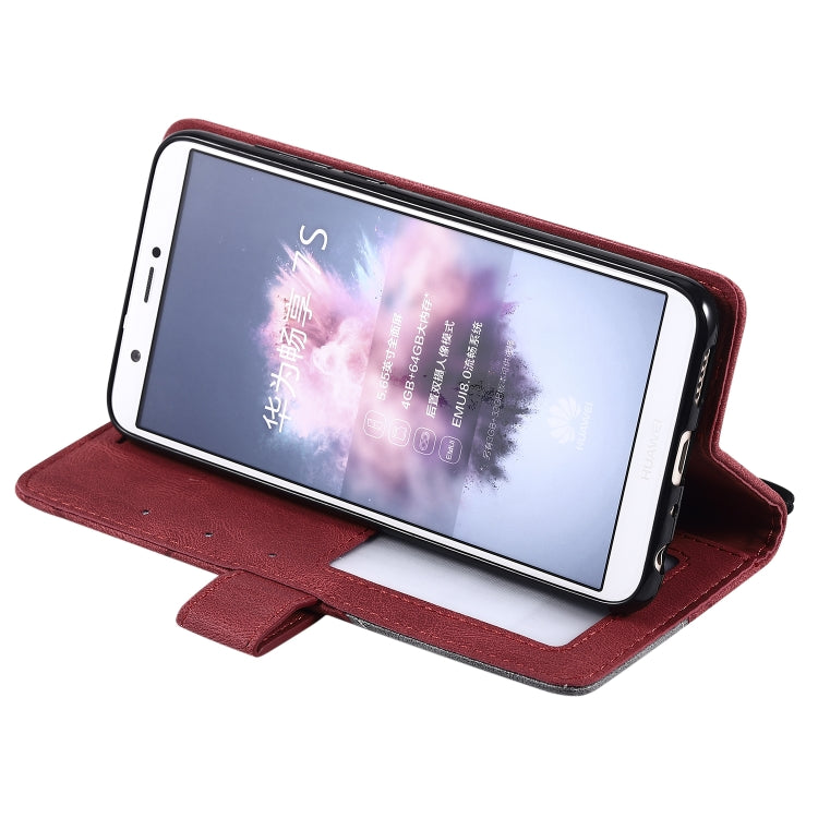 For Huawei Enjoy 7s Skin Feel Splicing Horizontal Flip Leather Case with Holder & Card Slots & Wallet & Photo Frame