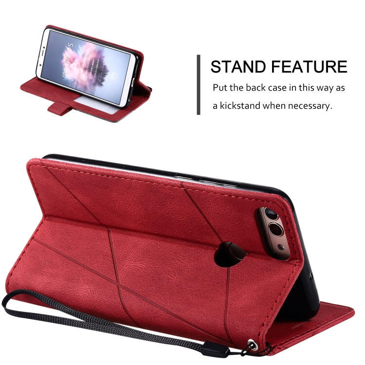 For Huawei Enjoy 7s Skin Feel Splicing Horizontal Flip Leather Case with Holder & Card Slots & Wallet & Photo Frame