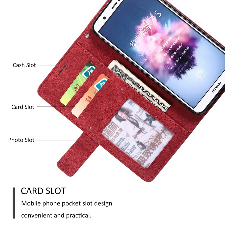 For Huawei Enjoy 7s Skin Feel Splicing Horizontal Flip Leather Case with Holder & Card Slots & Wallet & Photo Frame