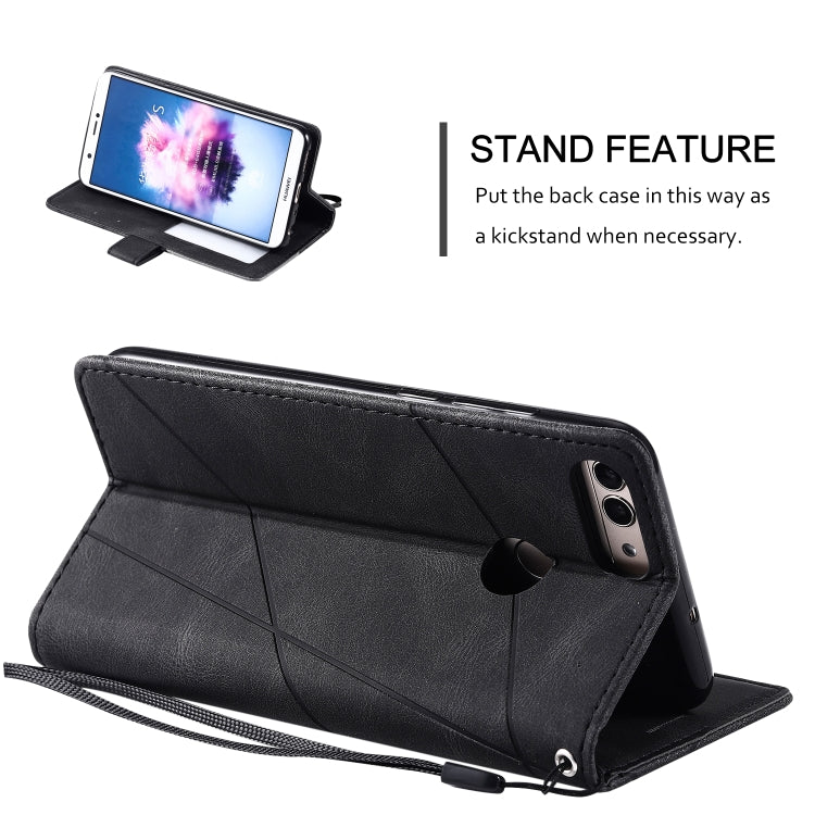 For Huawei Enjoy 7s Skin Feel Splicing Horizontal Flip Leather Case with Holder & Card Slots & Wallet & Photo Frame