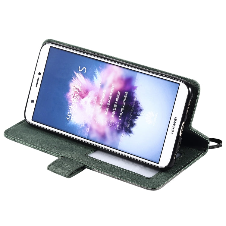 For Huawei Enjoy 7s Skin Feel Splicing Horizontal Flip Leather Case with Holder & Card Slots & Wallet & Photo Frame
