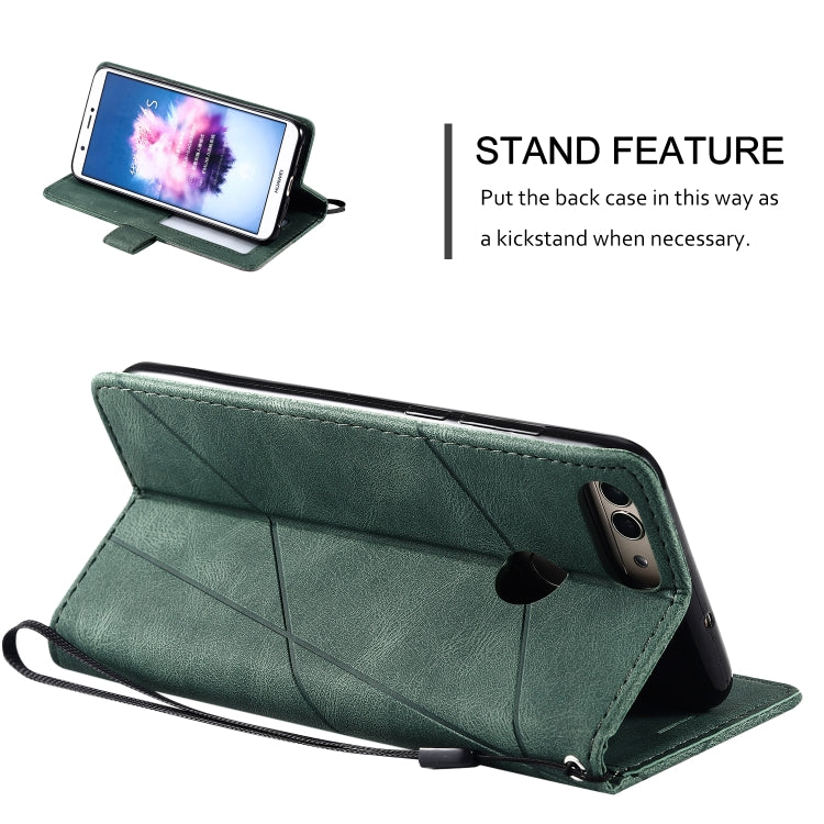 For Huawei Enjoy 7s Skin Feel Splicing Horizontal Flip Leather Case with Holder & Card Slots & Wallet & Photo Frame